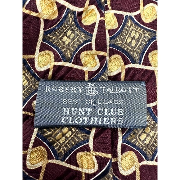 Gorgeous VTG Robert Talbott Silk Neck Tie Best of Class Hunt Club Maroon Gold - Picture 4 of 5